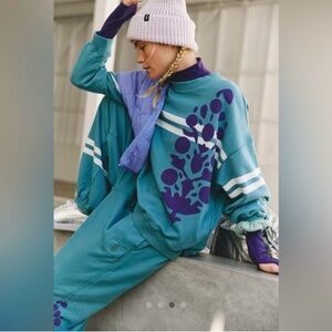 FP Movement By Free People All Star Buti Logo Pullover-Midnight Jade Combo- NWOT